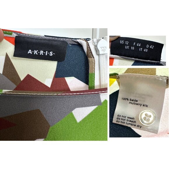 Akris Kinderstern Star Silk Top Rainbow Blouse Oversized Imi Knoebel Geo 12 - Picture 2 of 12